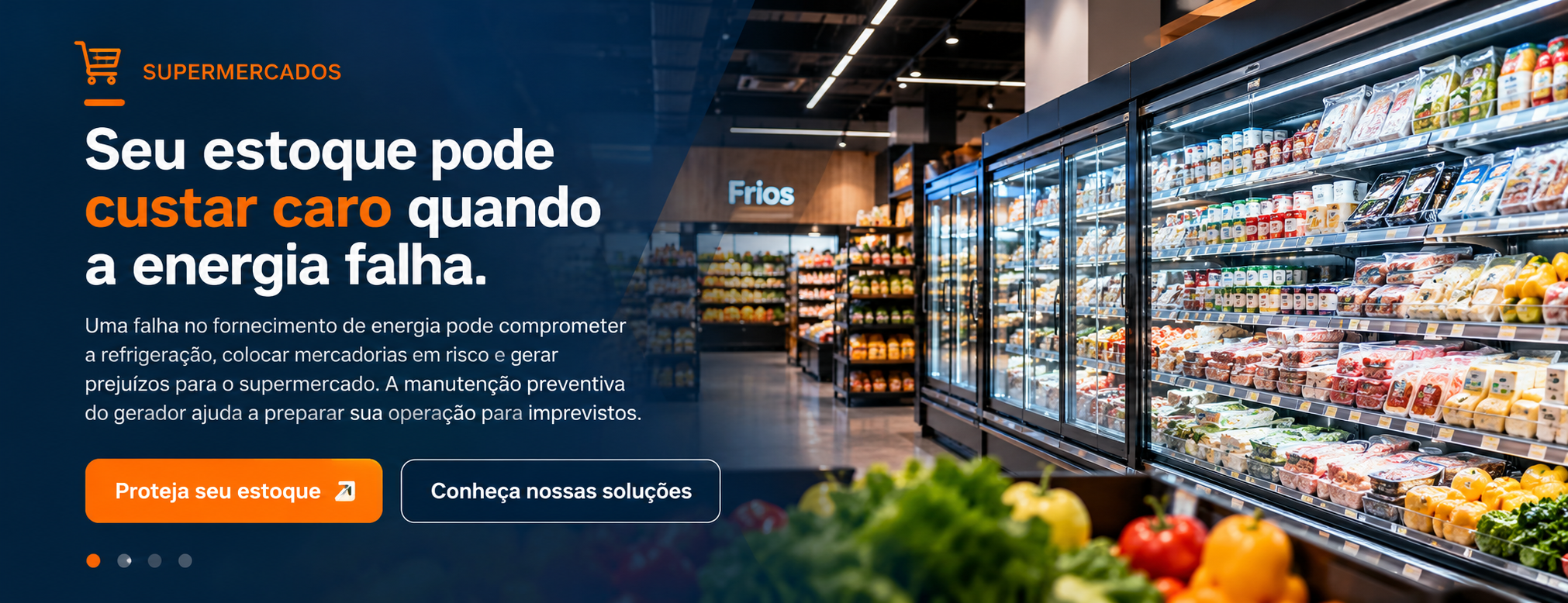 Banner para supermercados: seu estoque pode custar caro quando a energia falha