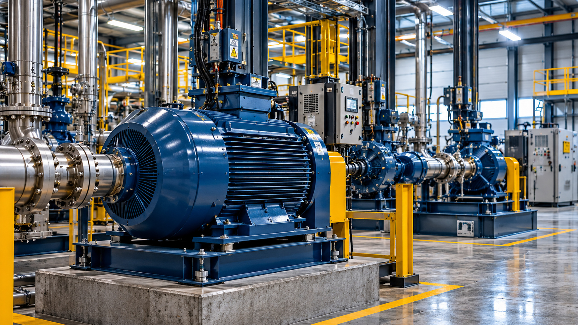 Equipamentos industriais e motor elétrico